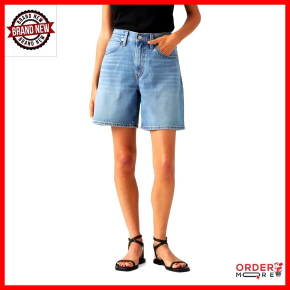 Vintage-Inspired Mid Rise Denim Shorts with Utility Pocket Casual Wear
